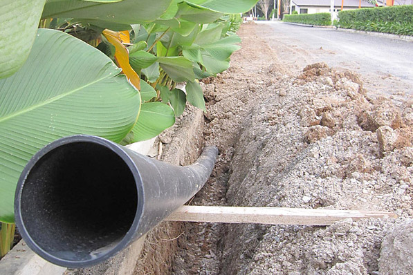 Installment of the entrance road drainage system